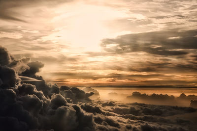 Low angle view of cloudscape against sky during sunset