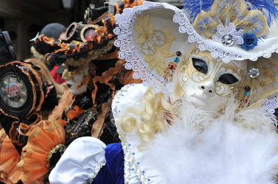 Close-up portrait of person wearing mask during carnival