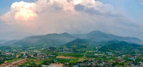 Aerial panorama photo in rural area, korea