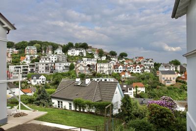 High angle view of townscape against sky