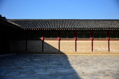 View of building against clear blue sky