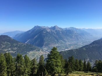 Scenic view of mountains against clear sky