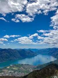 Aerial view of landscape against cloudy sky