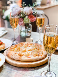 Close-up of wine in glass on table at restaurant