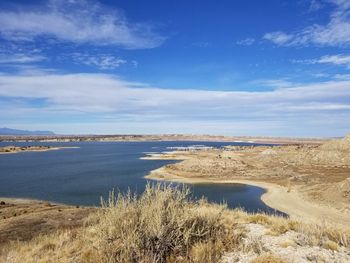 View of sea against cloudy sky