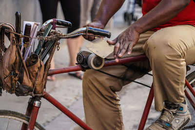 Man working on bicycle