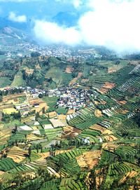 High angle view of townscape against sky