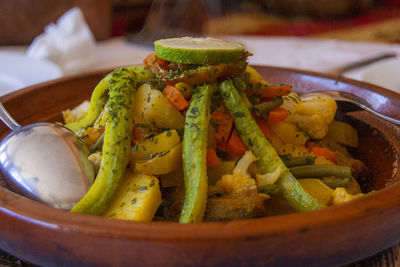 Close-up of vegetables in bowl on table