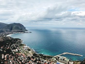 High angle view of sea against sky