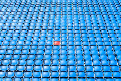 Full frame shot of blue seats