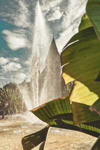 Close-up of fountain against sea