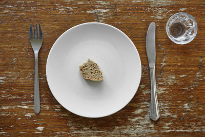 High angle view of breakfast on table