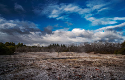 Scenic view of land against sky