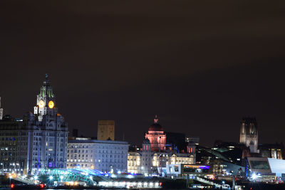 View of illuminated city at night