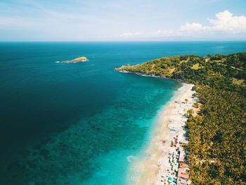 High angle view of sea against sky