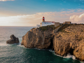 Lighthouse on the cape san vicente. sagres, portugal. photo was taken 28.11.2019