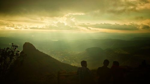 Panoramic view of landscape against sky during sunset