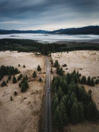 Aerial view of road against sky