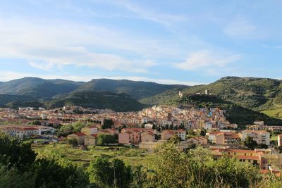 High angle view of town