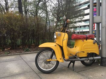 Yellow motorcycle on street