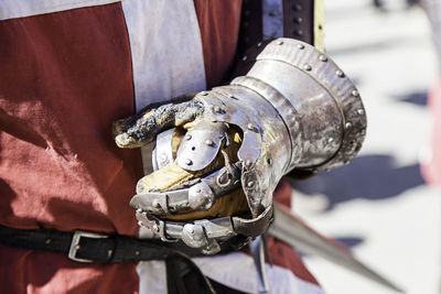 Close-up of warrior wearing armor