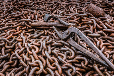 Full frame shot of rusty chain