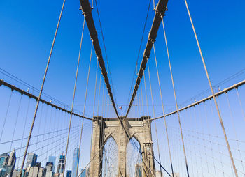 Low angle view of suspension bridge