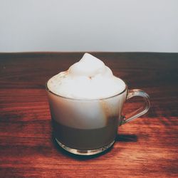 Close-up of coffee cup on table