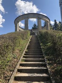 Low angle view of staircase against sky