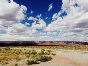 View of landscape against cloudy sky