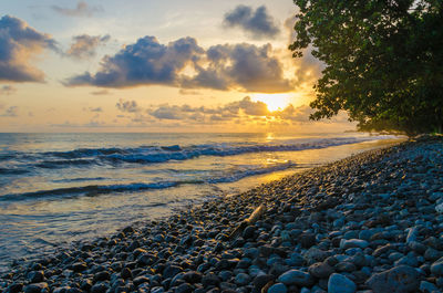 Scenic view of sea during sunset