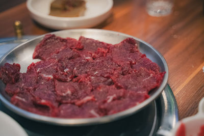 High angle view of food on table