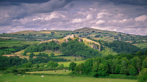 Scenic view of agricultural landscape against sky