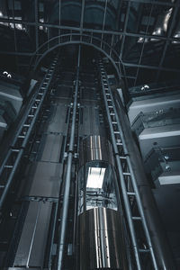 High angle view of people on escalator