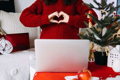Close-up of christmas decoration on table