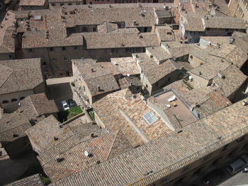 High angle view of buildings in city