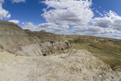 Scenic view of rocky mountains against sky