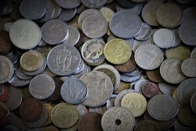 Full frame shot of coins