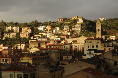 High angle view of townscape against sky