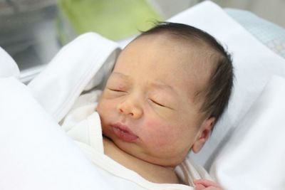 Close-up of cute baby sleeping