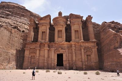 Petra people in front of historical building