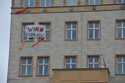 Low angle view of sign on building