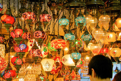 Full frame of multi colored lanterns