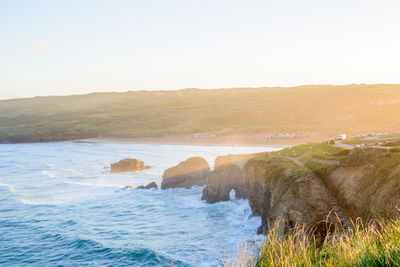 Scenic view of sea against clear sky