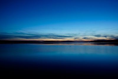 Reflection of clouds in calm blue sea