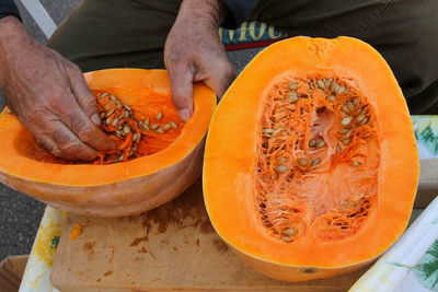 Close-up of person preparing food