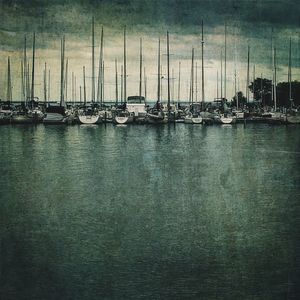 Boats moored at harbor
