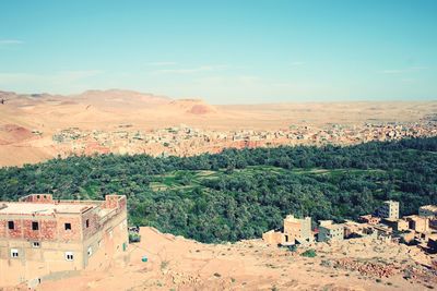 High angle view of townscape against sky