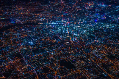 Full frame shot of illuminated building at night