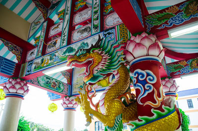 Low angle view of multi colored temple